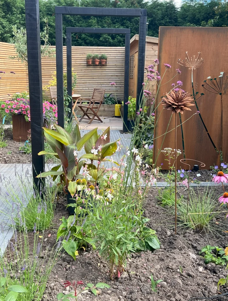 Completed planted garden